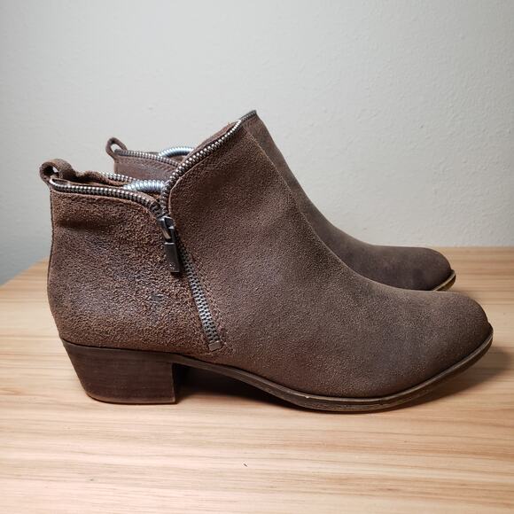 Lucky Brand Women's 11 Bartalino Zip Ankle Booties Brown Suede Distressed‎ Fall - Picture 4 of 9